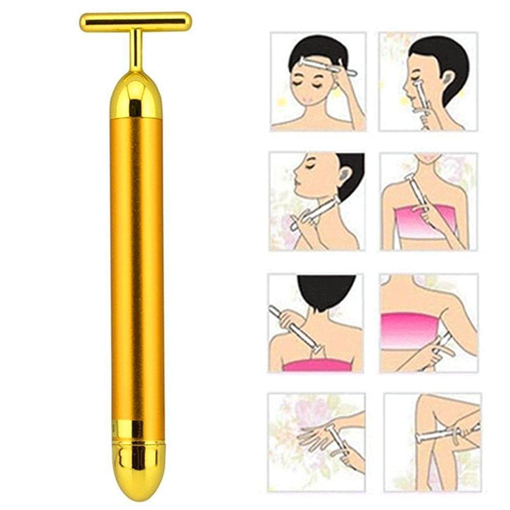 Women 24K Golden Massage Bar Fashion Anti Wrinkles Face