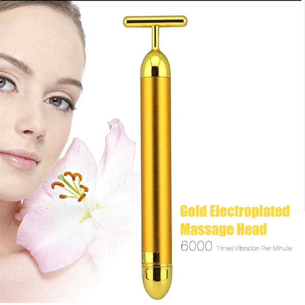 Women 24K Golden Massage Bar Fashion Anti Wrinkles Face
