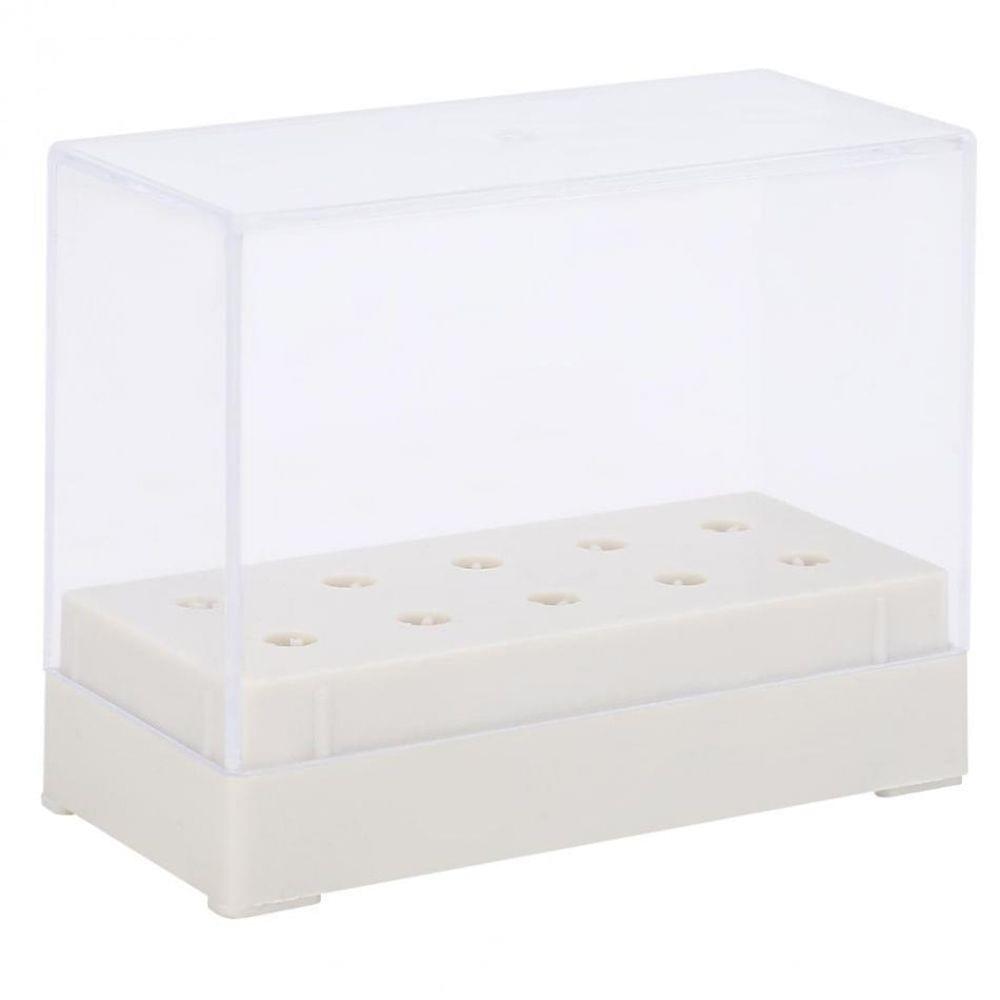 10 Holes Nail Drill Bits Holder Display Standing With Cover