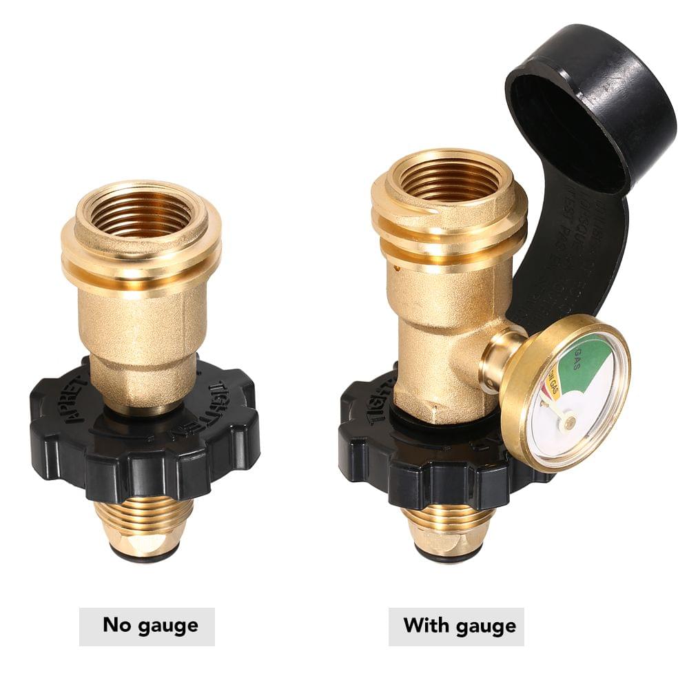 Lixada Propane Tank Adapter Solid Brass Regulator Valve - With gauge