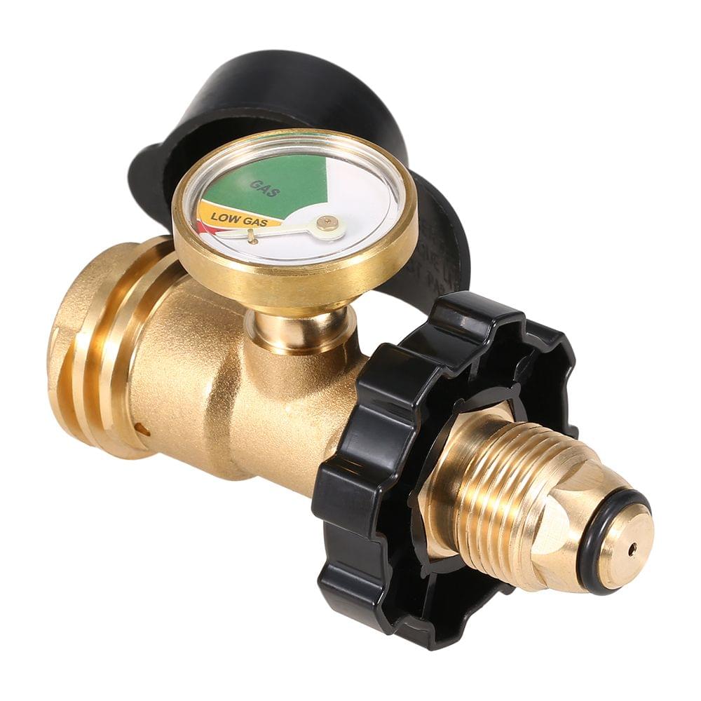 Lixada Propane Tank Adapter Solid Brass Regulator Valve - With gauge