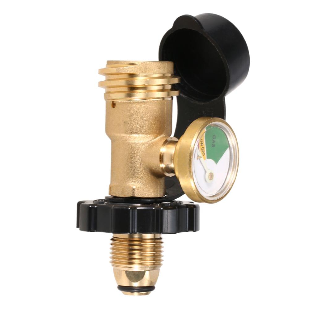 Lixada Propane Tank Adapter Solid Brass Regulator Valve - With gauge