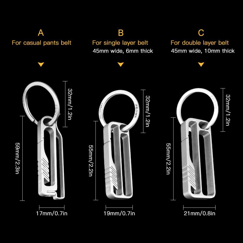 Lightweight Titanium Key Chain Men Waist Belt Key Ring - C