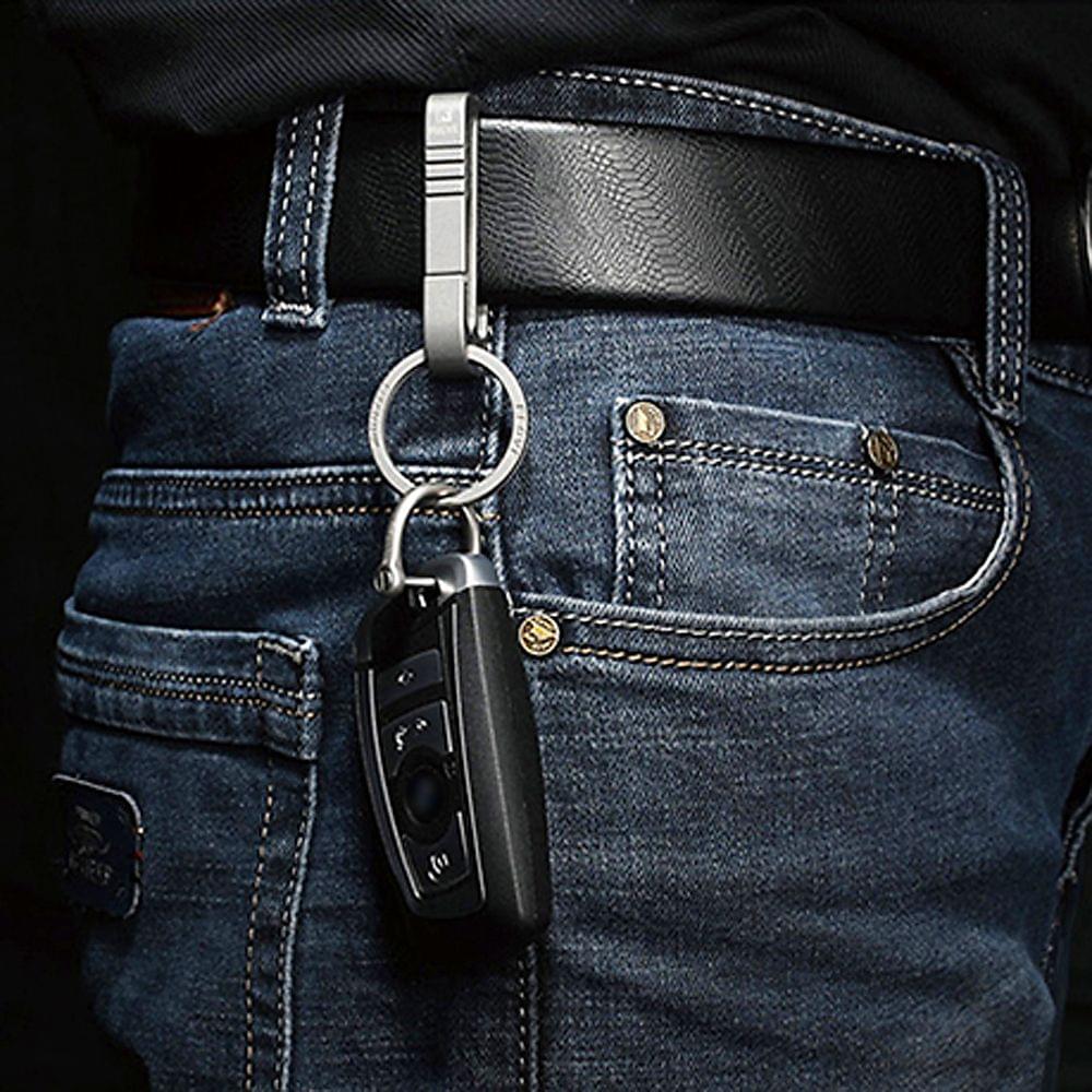 Lightweight Titanium Key Chain Men Waist Belt Key Ring - C