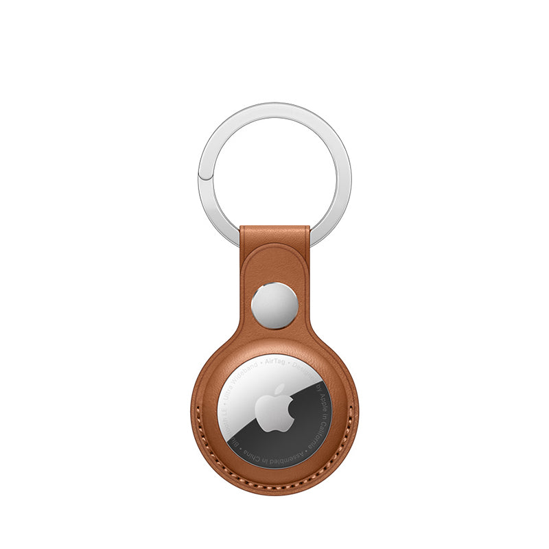 JIUYU Genuine Leather Protective Cover Shock-Proof Case (S Style) for Apple AirTag - Coffee - UNIQBUY