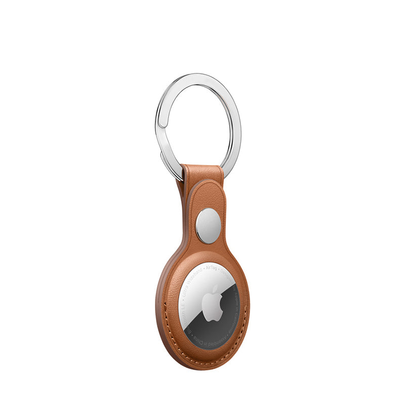 JIUYU Genuine Leather Protective Cover Shock-Proof Case (S Style) for Apple AirTag - Coffee - UNIQBUY
