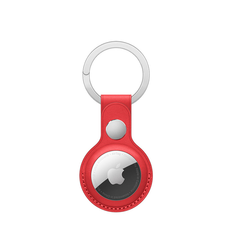 JIUYU Genuine Leather Protective Cover Shock-Proof Case (S Style) for Apple AirTag - Red - UNIQBUY