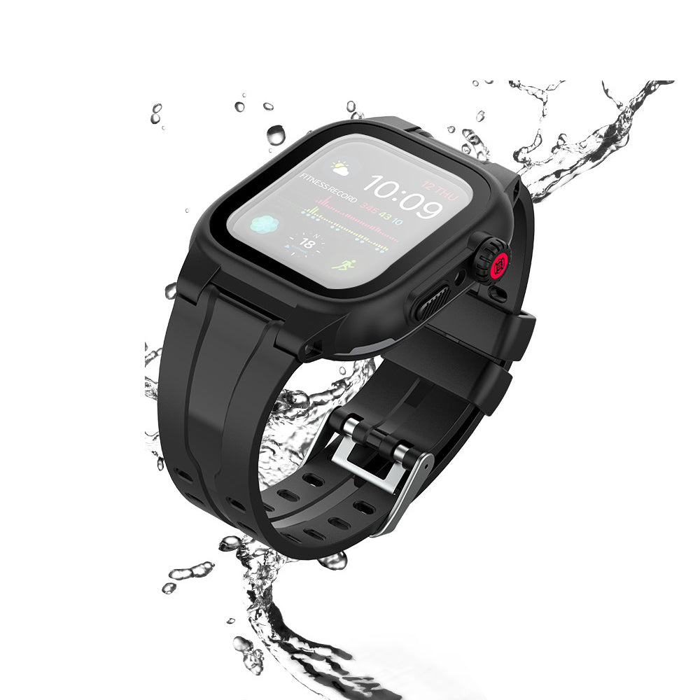 SHELLBOX Breathable Sports Silicone Watch Band+Waterproof Cover for Apple Watch Series SE / SE (2022) / 6 / 5 / 4 44mm - UNIQBUY