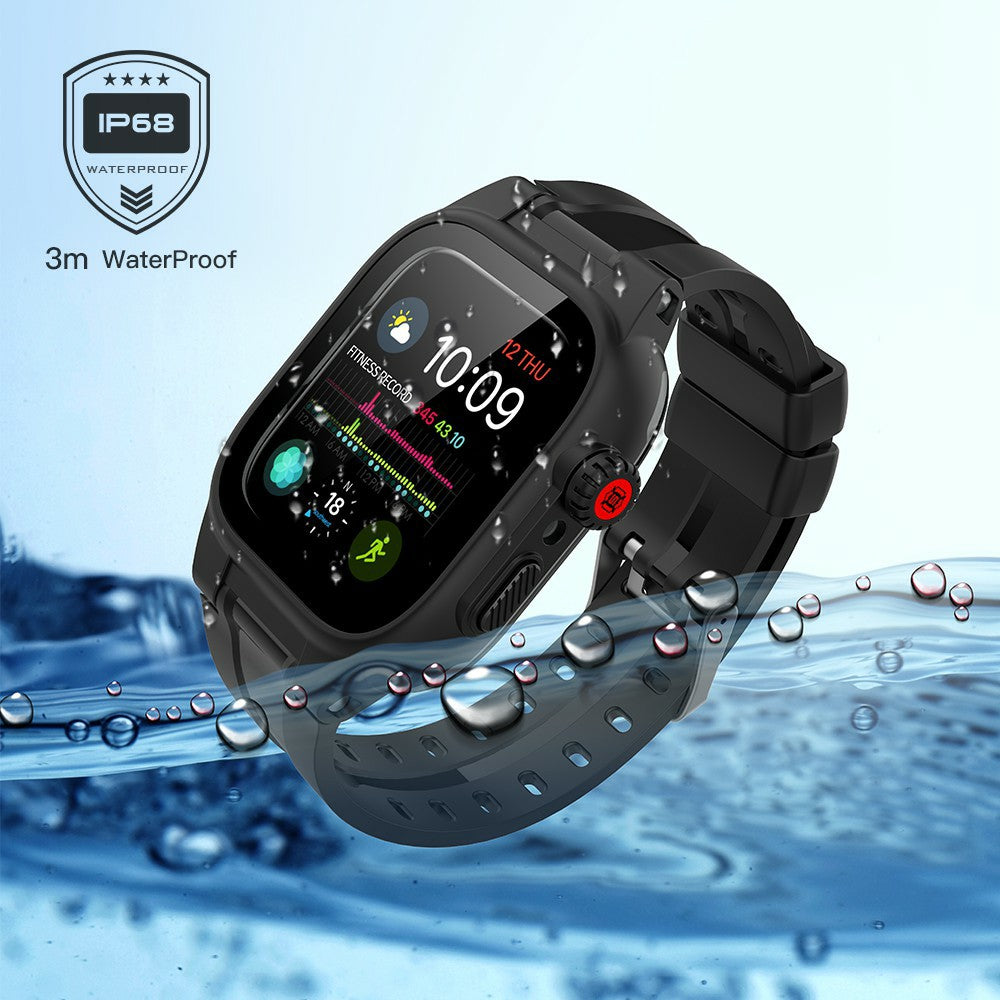 SHELLBOX Breathable Sports Silicone Watch Band+Waterproof Cover for Apple Watch Series SE / SE (2022) / 6 / 5 / 4 44mm - UNIQBUY