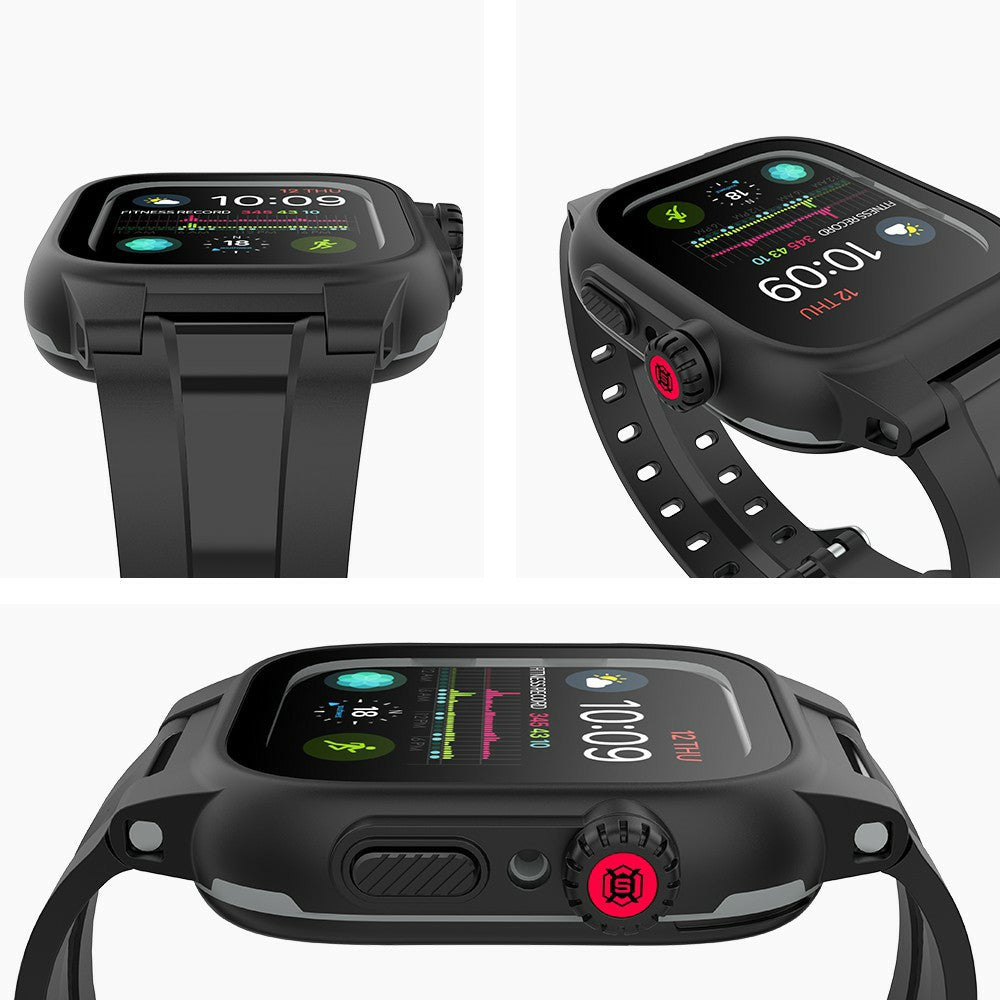 SHELLBOX Breathable Sports Silicone Watch Band+Waterproof Cover for Apple Watch Series SE / SE (2022) / 6 / 5 / 4 44mm - UNIQBUY