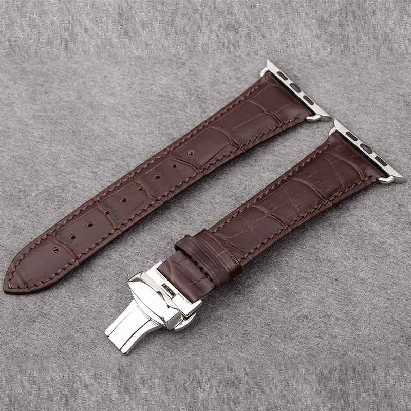 QIALINO For Apple Watch Series 8 45mm / Ultra 49mm / 7 45mm / 6 / SE / SE (2022) / 5 / 4 44mm 3 / 2 / 1 42mm Genuine Leather Watch Strap Replacement Watchband - Coffee