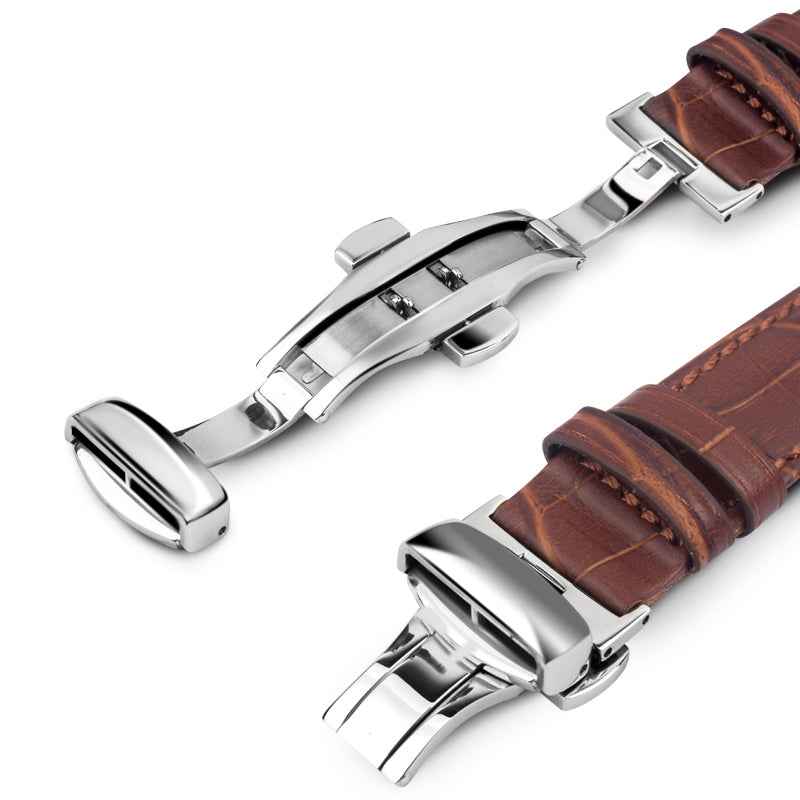 QIALINO For Apple Watch Series 8 45mm / Ultra 49mm / 7 45mm / 6 / SE / SE (2022) / 5 / 4 44mm 3 / 2 / 1 42mm Genuine Leather Watch Strap Replacement Watchband - Brown