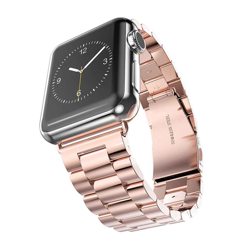 XINCUCO Three Bead Series Stainless Steel Watchband for Apple Watch Series 8 7 41mm / Series 6 SE / SE(2022) 5 4 40mm / Series 3 2 1 38mm - Rose