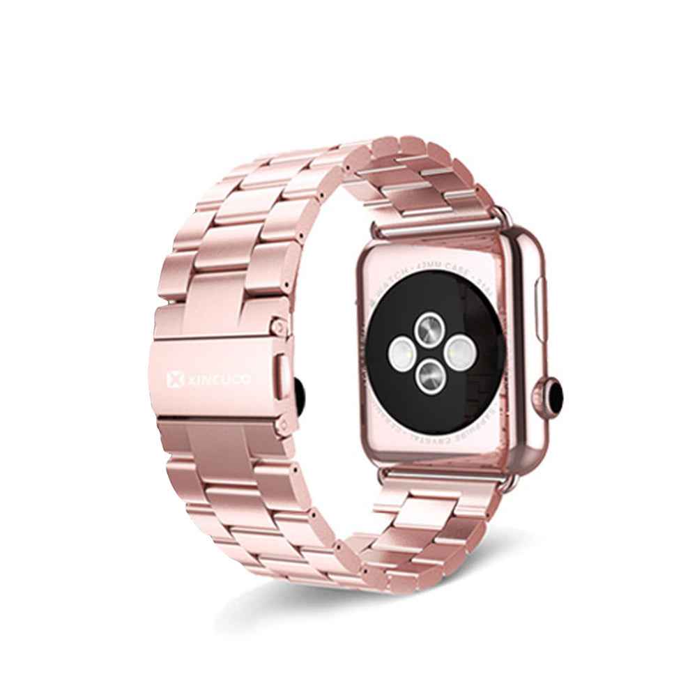 XINCUCO Three Bead Series Stainless Steel Watchband for Apple Watch Series 8 7 41mm / Series 6 SE / SE(2022) 5 4 40mm / Series 3 2 1 38mm - Rose