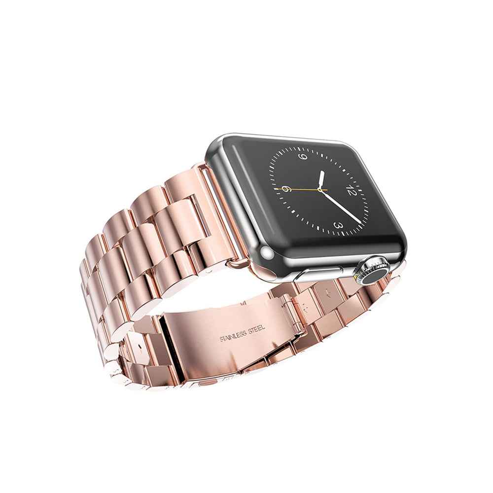XINCUCO Three Bead Series Stainless Steel Watchband for Apple Watch Series 8 7 41mm / Series 6 SE / SE(2022) 5 4 40mm / Series 3 2 1 38mm - Rose