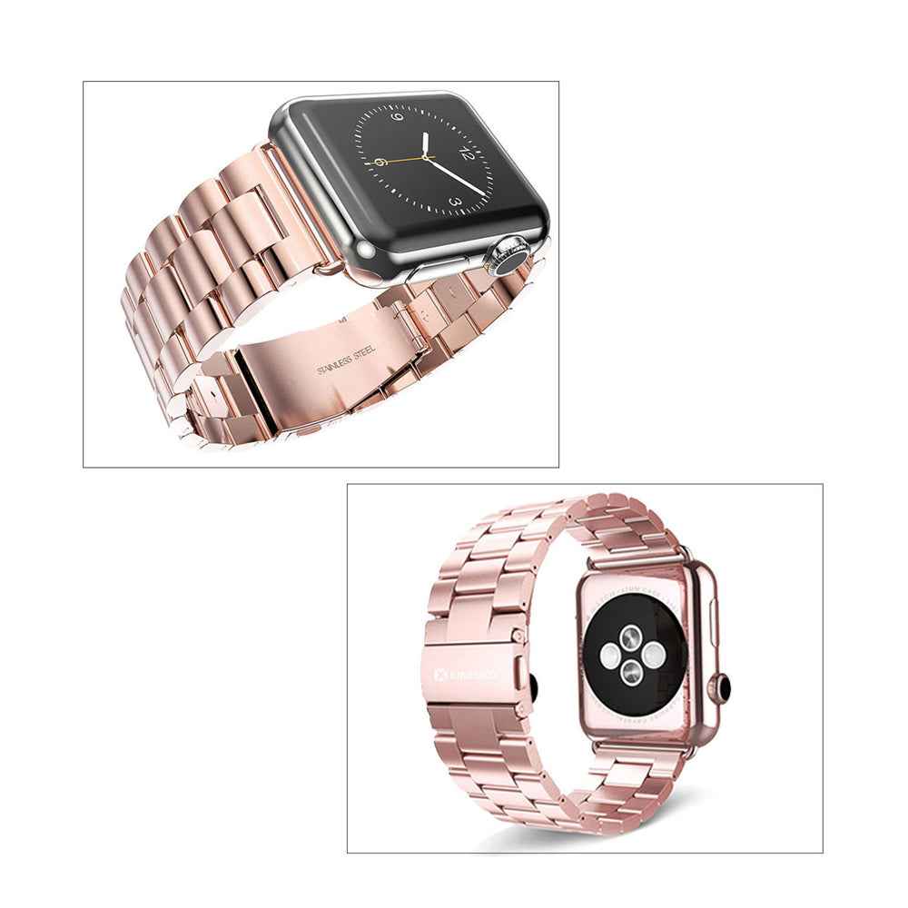 XINCUCO Three Bead Series Stainless Steel Watchband for Apple Watch Series 8 7 41mm / Series 6 SE / SE(2022) 5 4 40mm / Series 3 2 1 38mm - Rose