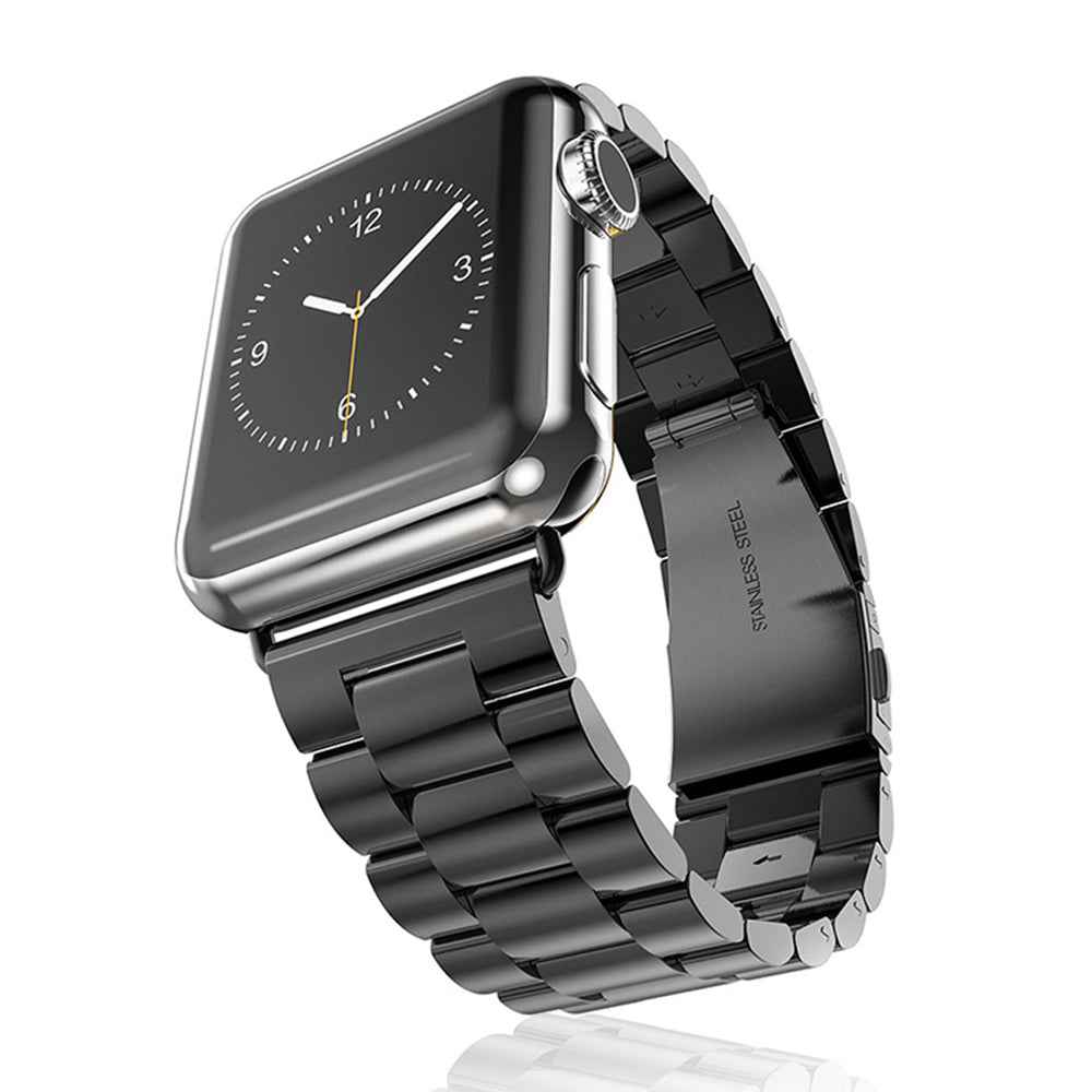 XINCUCO For Apple Watch Ultra 49mm / Series 8 45mm / 7 45mm / Series 6 / SE 44mm / SE (2022) 44mm / 5 / 4 44mm / Series 3 / 2 / 1 42mm Three Bead Series Stainless Steel Watch Strap - Black
