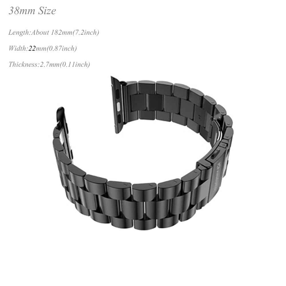 XINCUCO For Apple Watch Ultra 49mm / Series 8 45mm / 7 45mm / Series 6 / SE 44mm / SE (2022) 44mm / 5 / 4 44mm / Series 3 / 2 / 1 42mm Three Bead Series Stainless Steel Watch Strap - Black