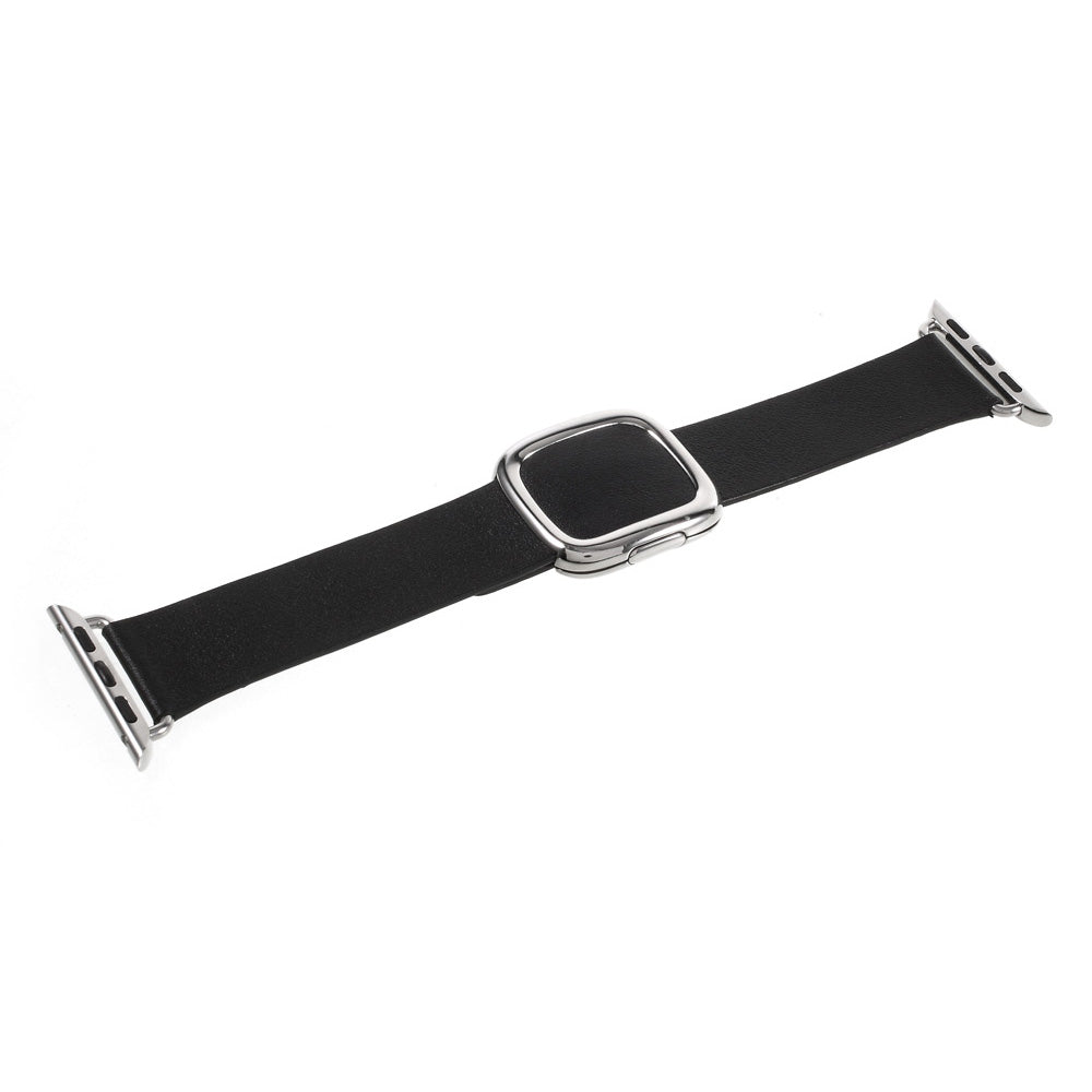 Genuine Leather Modern Style Watch Band for Apple Watch Series 8 7 41mm / Series 6 SE / SE(2022) 5 4 40mm / Series 3 2 1 38mm - Black - UNIQBUY