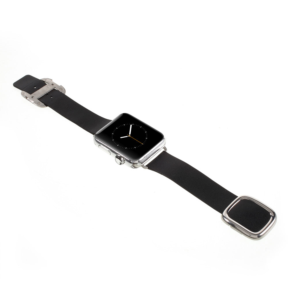 Genuine Leather Modern Style Watch Band for Apple Watch Series 8 7 41mm / Series 6 SE / SE(2022) 5 4 40mm / Series 3 2 1 38mm - Black - UNIQBUY