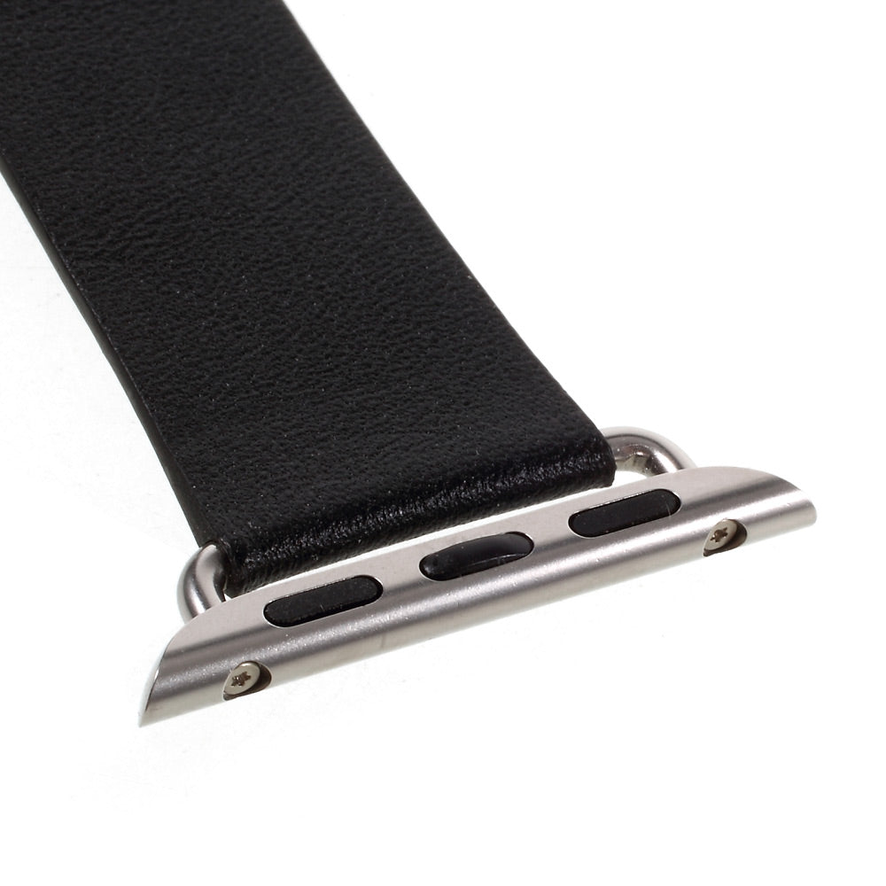 Genuine Leather Modern Style Watch Band for Apple Watch Series 8 7 41mm / Series 6 SE / SE(2022) 5 4 40mm / Series 3 2 1 38mm - Black - UNIQBUY