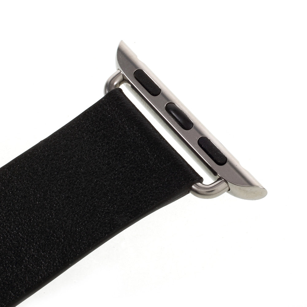 Genuine Leather Modern Style Watch Band for Apple Watch Series 8 7 41mm / Series 6 SE / SE(2022) 5 4 40mm / Series 3 2 1 38mm - Black - UNIQBUY