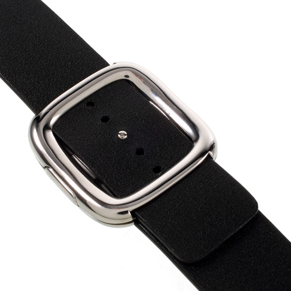 Genuine Leather Modern Style Watch Band for Apple Watch Series 8 7 41mm / Series 6 SE / SE(2022) 5 4 40mm / Series 3 2 1 38mm - Black - UNIQBUY