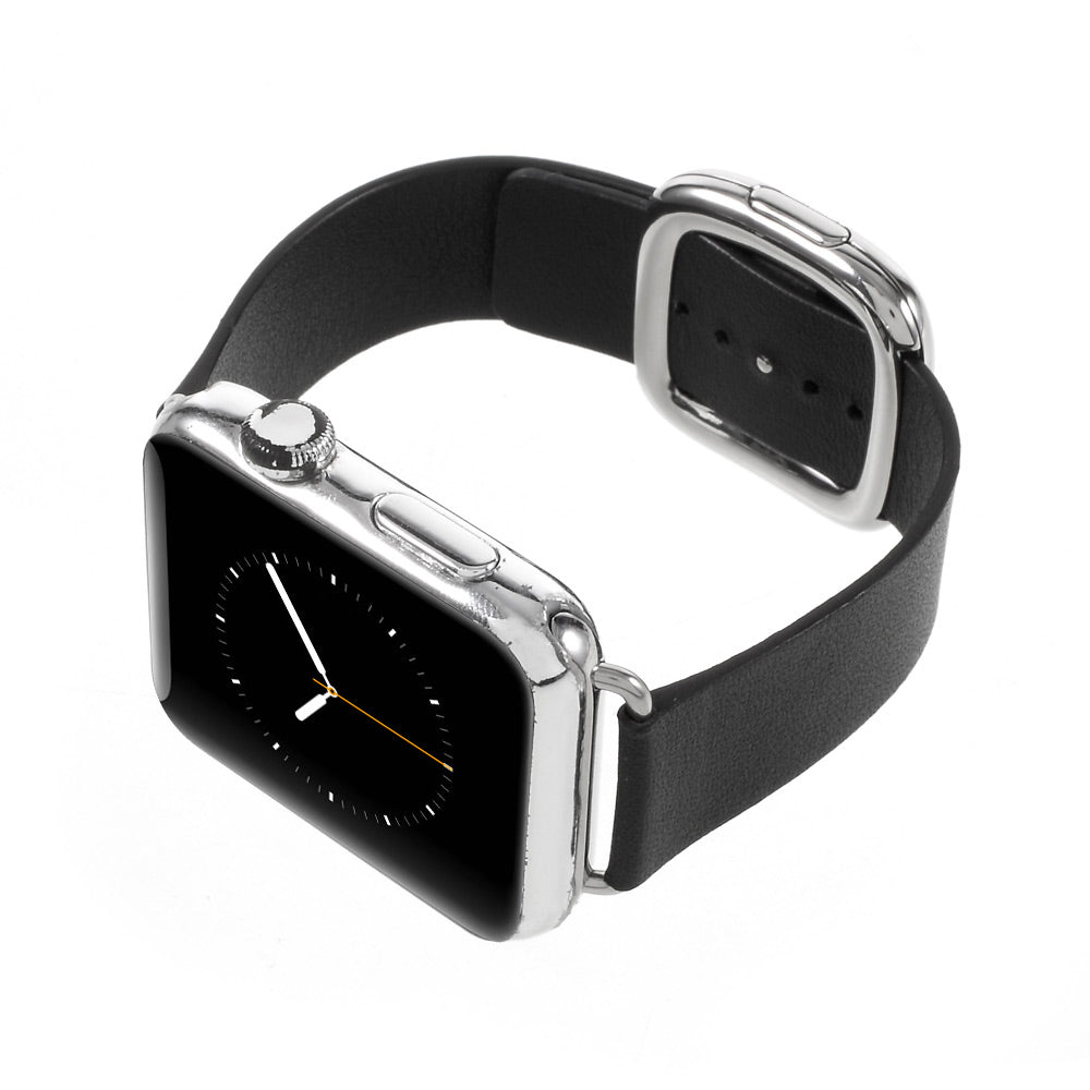 Genuine Leather Modern Style Watch Band for Apple Watch Series 8 7 41mm / Series 6 SE / SE(2022) 5 4 40mm / Series 3 2 1 38mm - Black - UNIQBUY