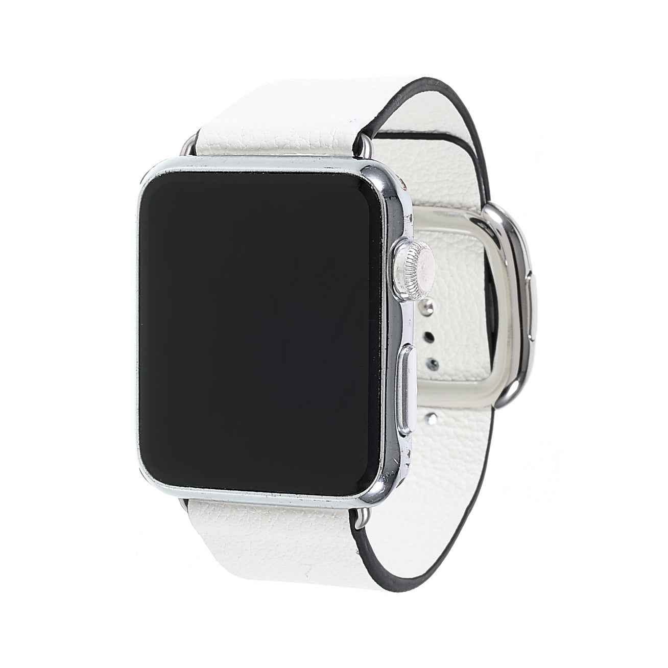 Genuine Leather Modern Style Watch Band Adjustable Wrist Strap for Apple Watch Series 8 41mm / Series 7 41mm / Series 6 SE / SE(2022) 5 4 40mm / Series 3 2 1 38mm - White / Black Edge
