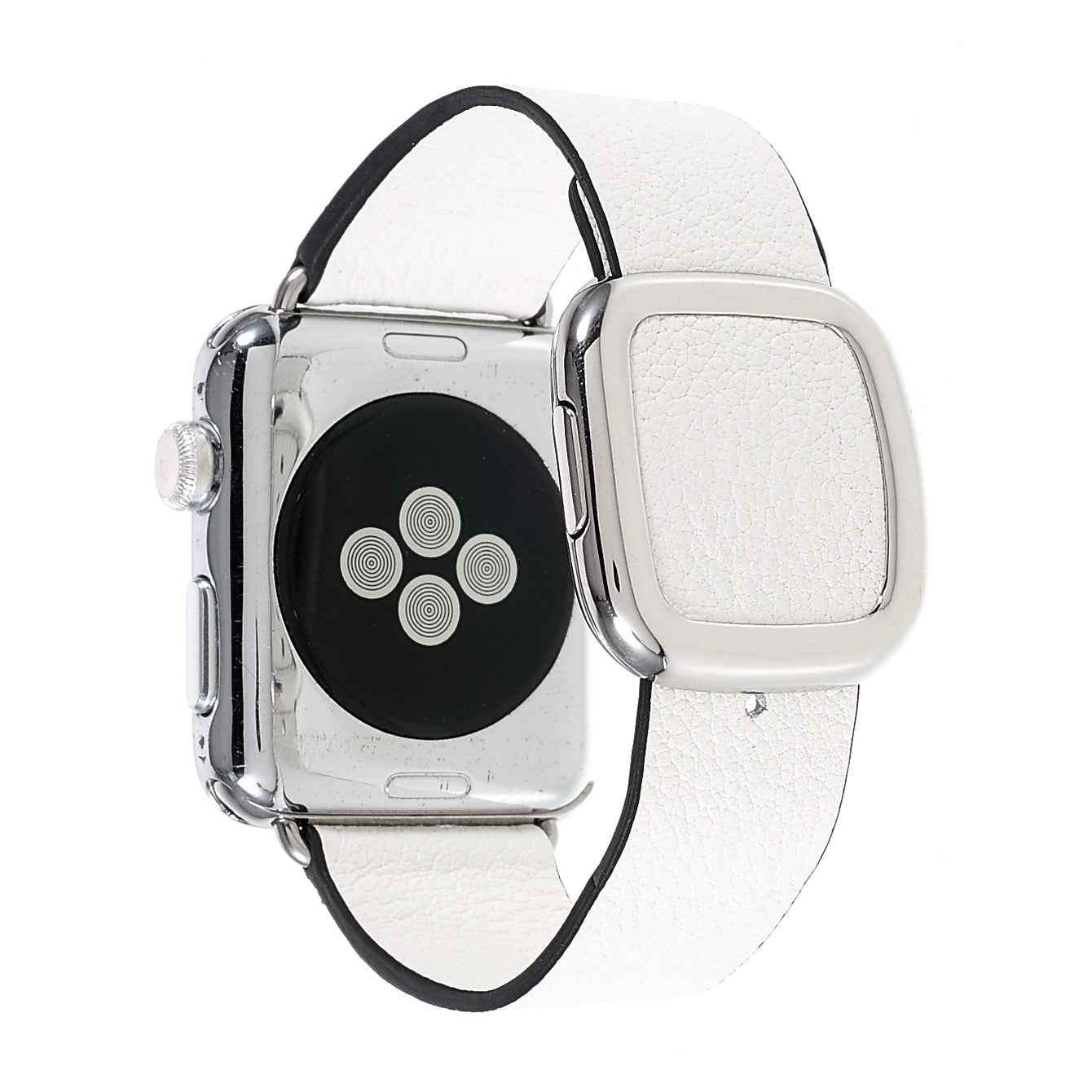 Genuine Leather Modern Style Watch Band Adjustable Wrist Strap for Apple Watch Series 8 41mm / Series 7 41mm / Series 6 SE / SE(2022) 5 4 40mm / Series 3 2 1 38mm - White / Black Edge