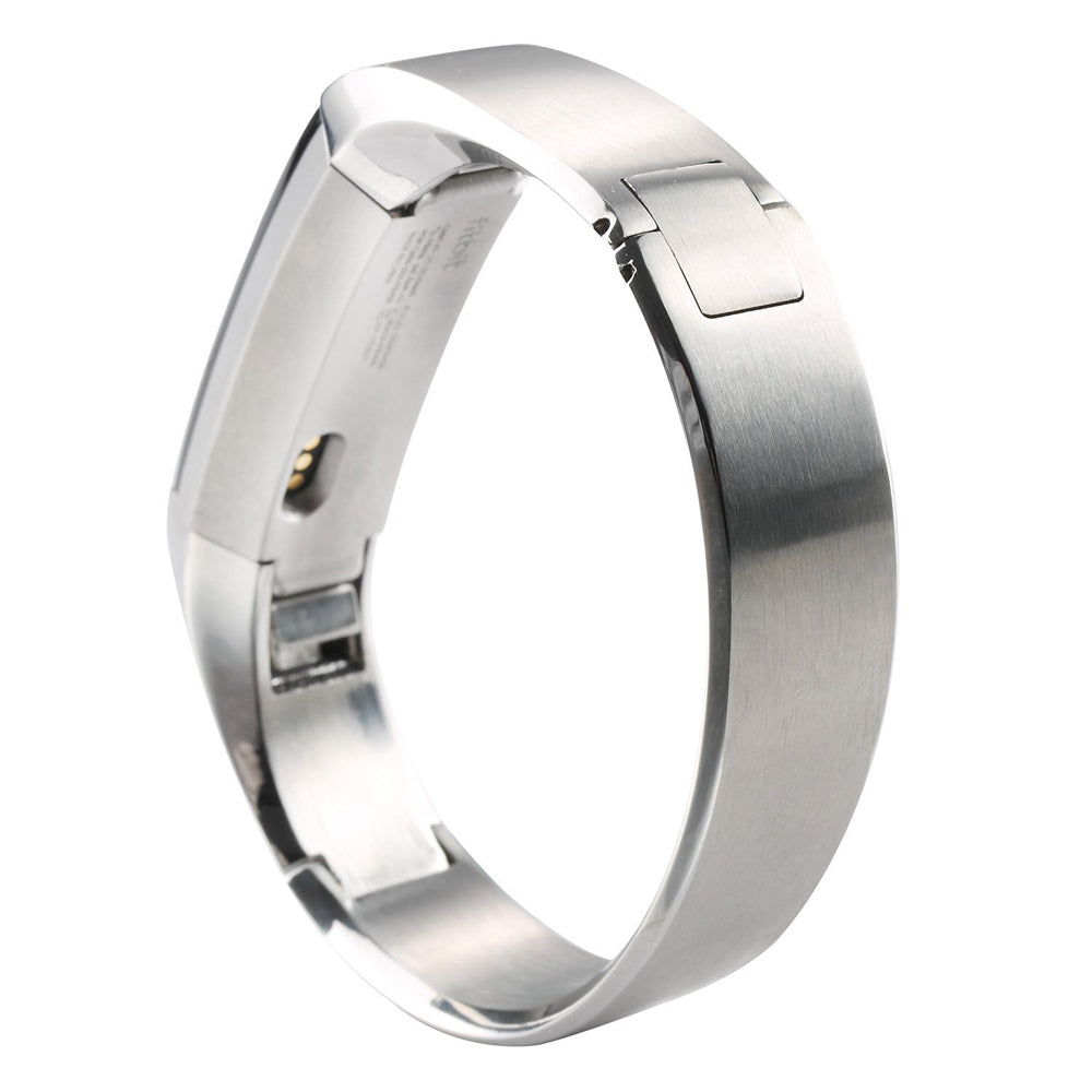 Simple Style Stainless Steel Snap-on Clasp Bracelet Wristband for Fitbit Alta - Silver Color - UNIQBUY