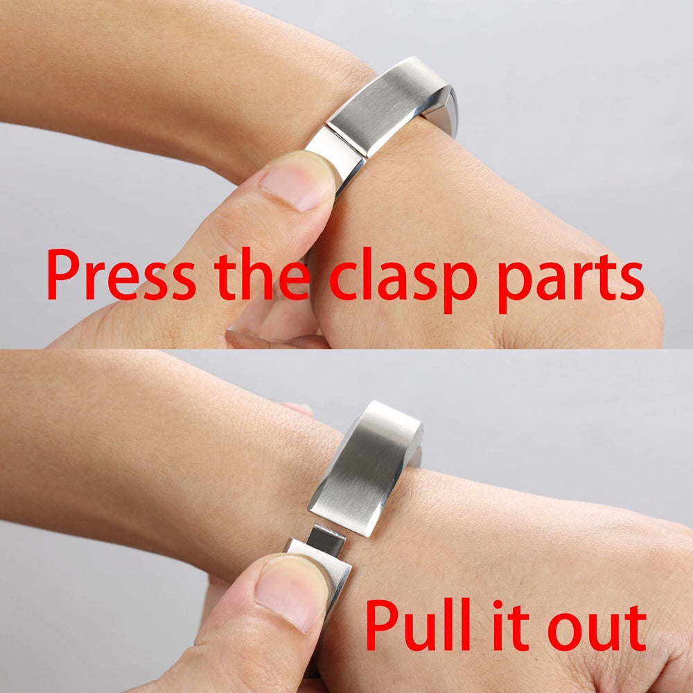 Simple Style Stainless Steel Snap-on Clasp Bracelet Wristband for Fitbit Alta - Silver Color - UNIQBUY