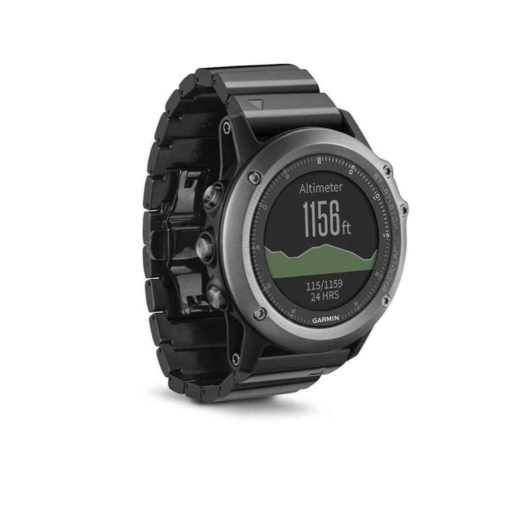 Solid Link Stainless Steel Watch Band with Butterfly Buckle for Garmin Fenix 3 - Black