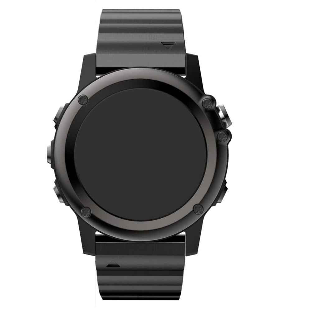Solid Link Stainless Steel Watch Band with Butterfly Buckle for Garmin Fenix 3 - Black