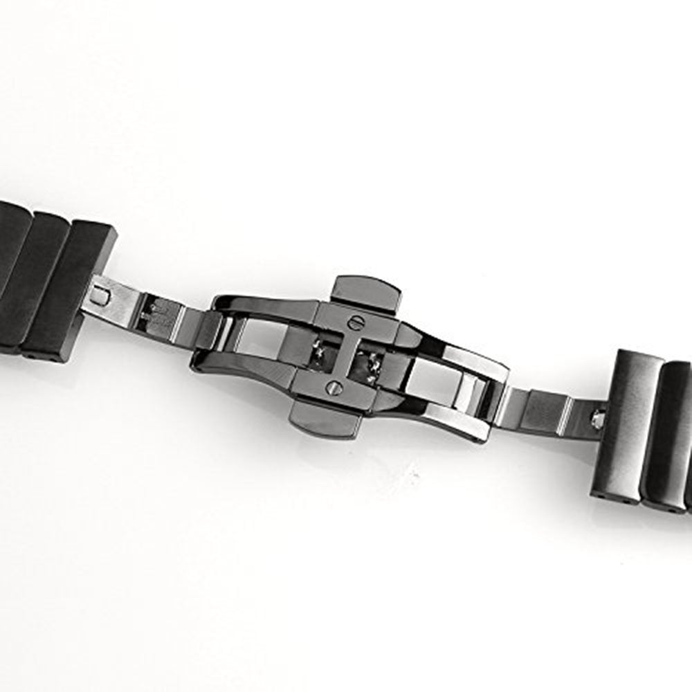 Stainless Steel Link Chain Watch Band with Butterfly Buckle for Apple Watch Series 8 7 41mm / Series 6 SE / SE(2022) 5 4 40mm / Series 3 2 1 38mm - Black - UNIQBUY