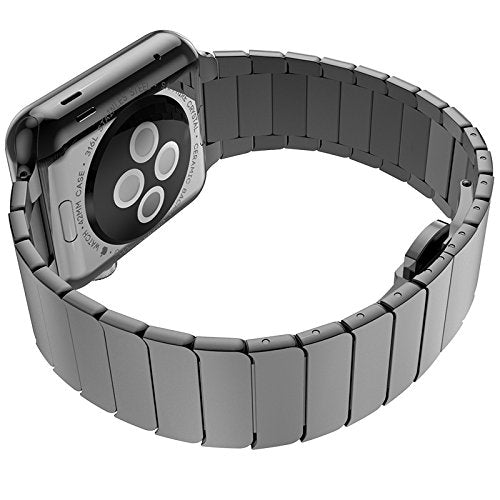 Stainless Steel Link Chain Watch Strap with Butterfly Buckle for Apple Watch Series 8 45mm / Ultra 49mm / 7 45mm / Series / 6 SE / SE (2022) / 5 / 4 44mm / Series 3 / 2 / 1 42mm - Black - UNIQBUY