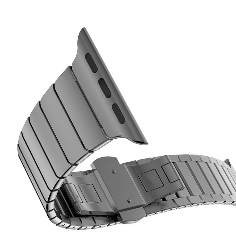 Stainless Steel Link Chain Watch Strap with Butterfly Buckle for Apple Watch Series 8 45mm / Ultra 49mm / 7 45mm / Series / 6 SE / SE (2022) / 5 / 4 44mm / Series 3 / 2 / 1 42mm - Black - UNIQBUY