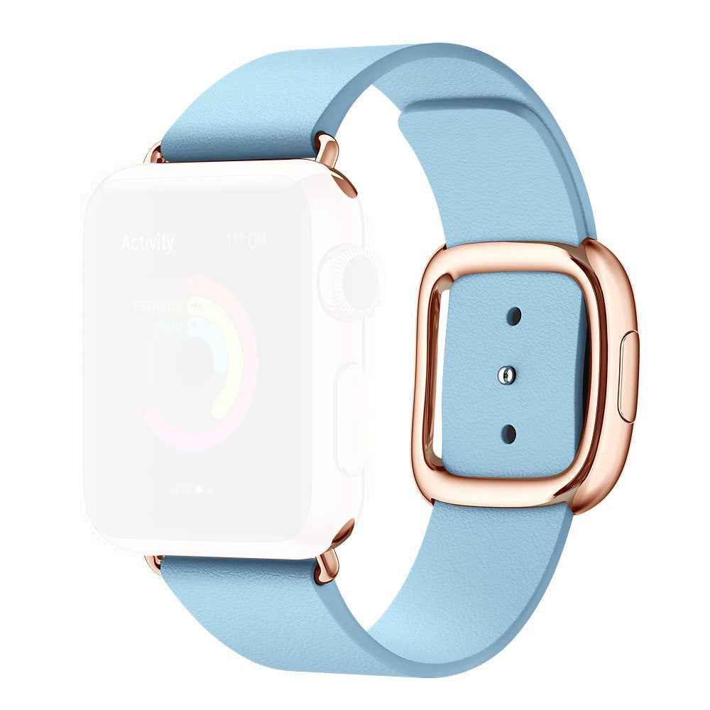 Genuine Leather Watchband Strap with Magnetic Buckle for Apple Watch Series 8 / 7 41mm / Series 6 SE / SE(2022) / 5 / 4 40mm / Series 3 / 2 / 1 38mm - Baby Blue