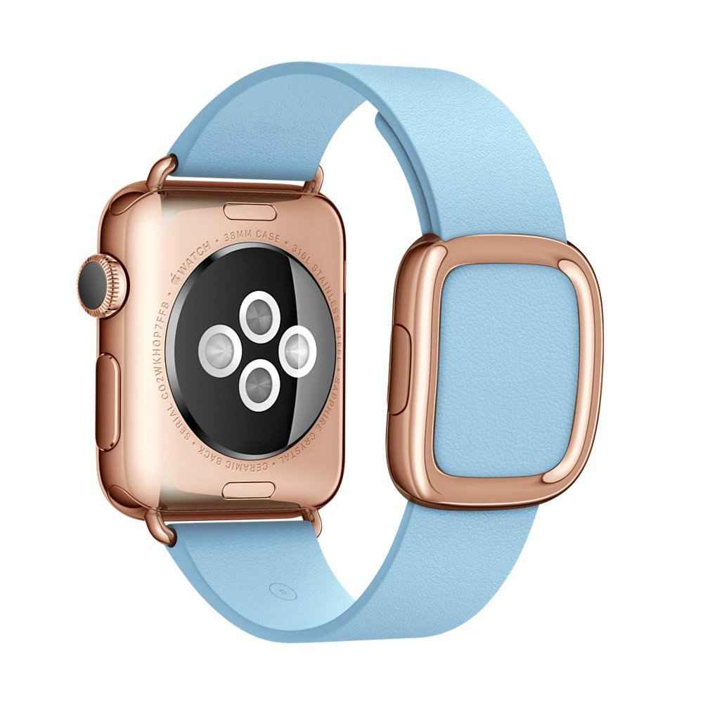 Genuine Leather Watchband Strap with Magnetic Buckle for Apple Watch Series 8 / 7 41mm / Series 6 SE / SE(2022) / 5 / 4 40mm / Series 3 / 2 / 1 38mm - Baby Blue