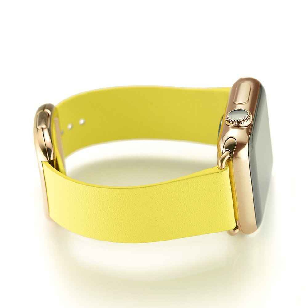 Modern Style Genuine Leather Watchband with Magnetic Buckle for Apple Watch Series 8 45mm / Ultra 49mm / 7 45mm / Series 6 SE / SE (2022) / 5 4 44mm / Series 3 2 1 42mm - Yellow