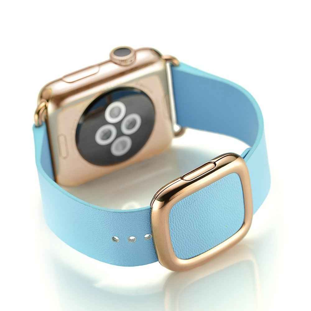 Modern Style Genuine Leather Watchband with Magnetic Buckle for Apple Watch Series 8 45mm / Ultra 49mm / 7 45mm / Series 6 SE / SE (2022) / 5 4 44mm / Series 3 2 1 42mm - Baby Blue