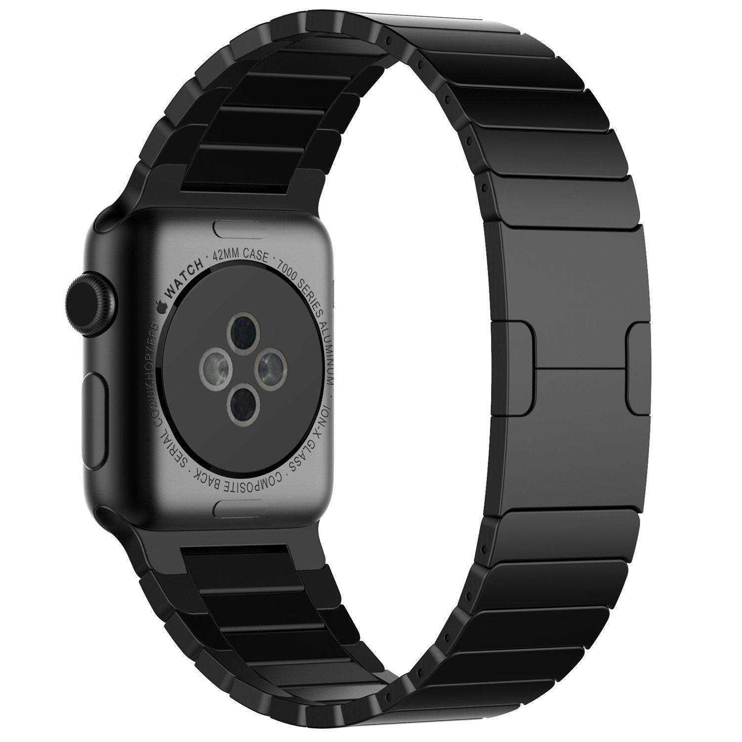 1:1 Scale Link Bracelet Stainless Steel Band for Apple Watch Series 8 45mm / Ultra 49mm / 7 45mm / Series / 6 SE / SE (2022) / 5 / 4 44mm / Series 3 / 2 / 1 42mm - Black - UNIQBUY