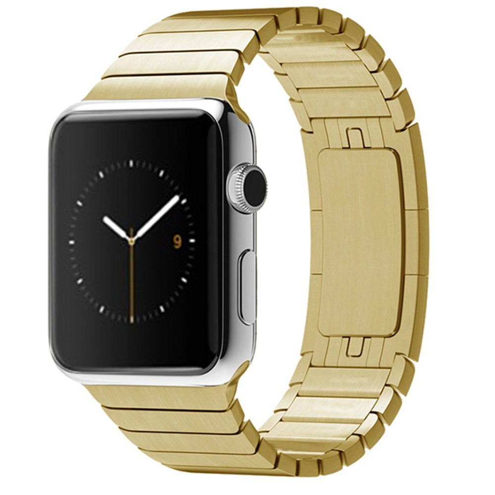 1:1 Scale Butterfly Clasp Stainless Steel Watch Band for Apple Watch Series 8 45mm / Ultra 49mm / 7 45mm / Series / 6 SE / SE (2022) / 5 / 4 44mm / Series 3 / 2 / 1 42mm - Gold Color - UNIQBUY