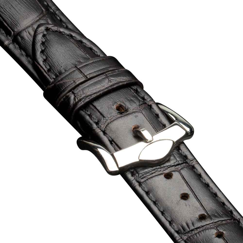 QIALINO for Apple Watch Series 8 7 41mm / Series 6 SE / SE(2022) 5 4 40mm / Series 3 2 1 38mm Crocodile Texture Genuine Leather Wrist Strap - Black