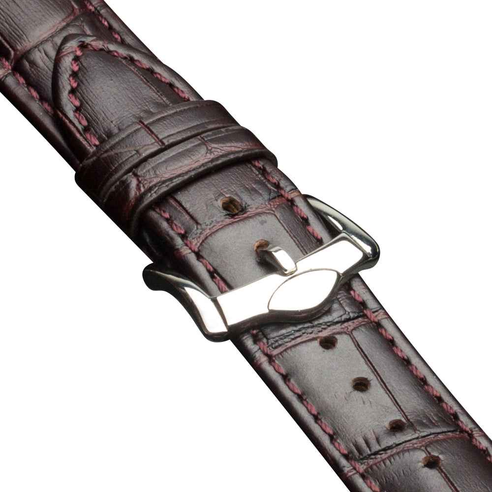 QIALINO for Apple Watch Series 8 7 41mm / Series 6 SE / SE(2022) 5 4 40mm / Series 3 2 1 38mm Crocodile Texture Genuine Leather Wrist Strap - Coffee