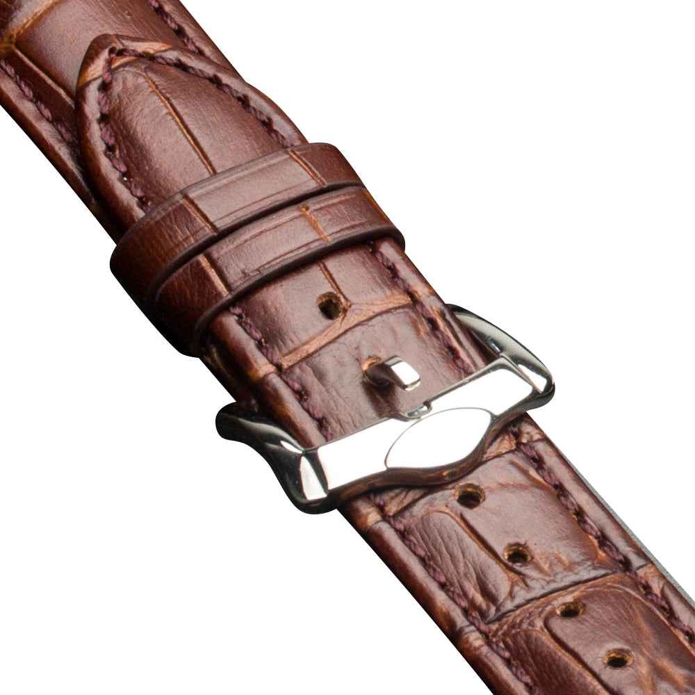 QIALINO for Apple Watch Series 8 7 41mm / Series 6 SE / SE(2022) 5 4 40mm / Series 3 2 1 38mm Crocodile Texture Genuine Leather Wrist Strap - Brown