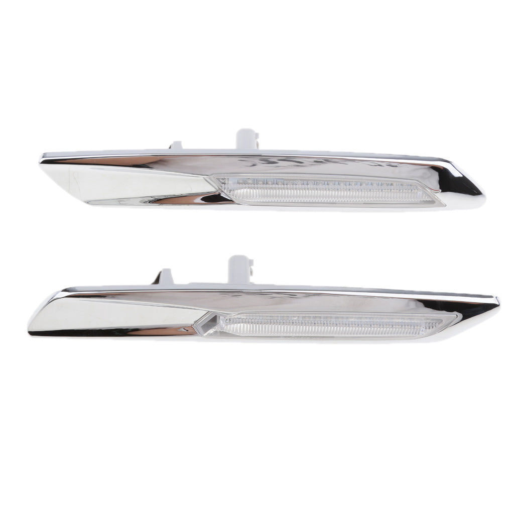 1 Pair Silver LED Side Marker Turn Signal Lights Lamp Clear Lens for BMW E60