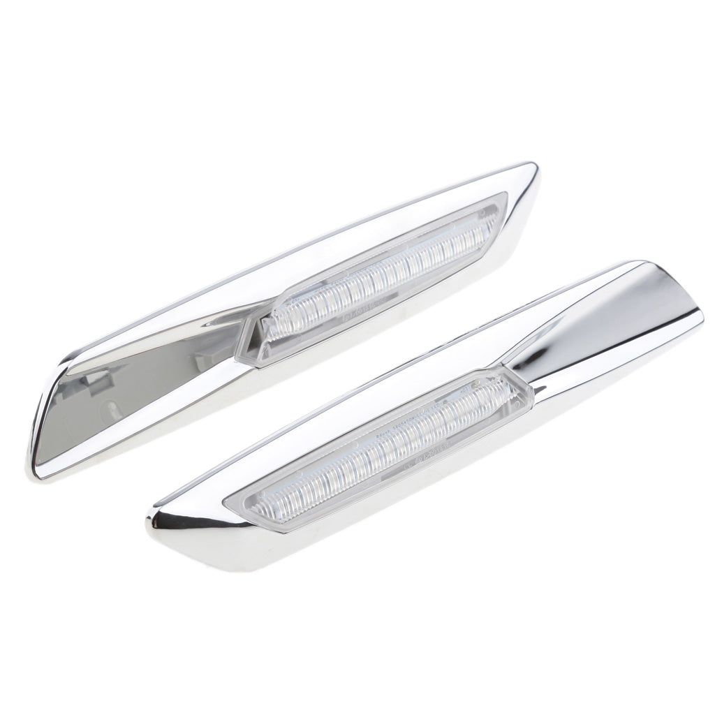 1 Pair Silver LED Side Marker Turn Signal Lights Lamp Clear Lens for BMW E60