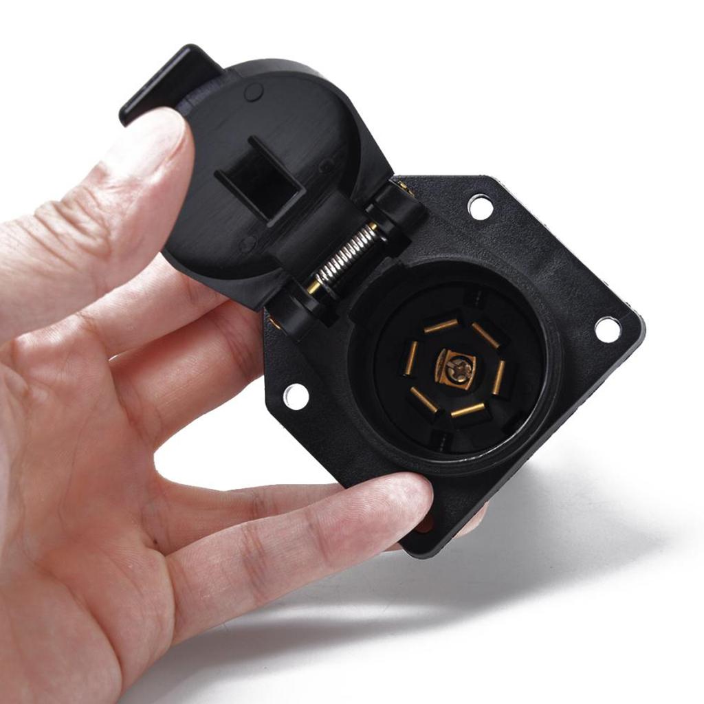 1SET 12 V 7 Way Round RV Blade Trailer Light Connector Adapter Plug + Socket