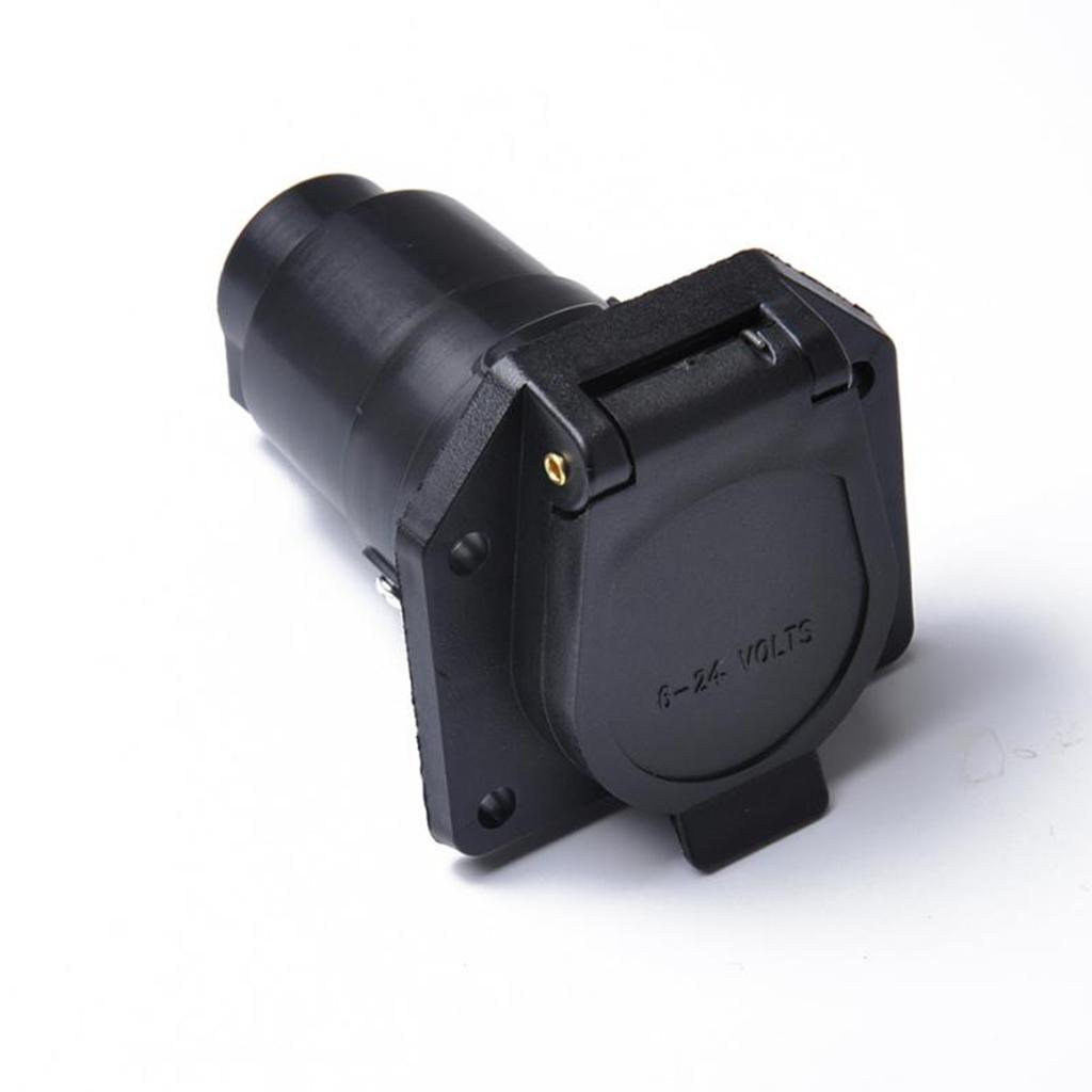 1SET 12 V 7 Way Round RV Blade Trailer Light Connector Adapter Plug + Socket